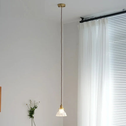 Suspension vintage en laiton avec verre japonais pour éclairage intérieur — LZ4X9M