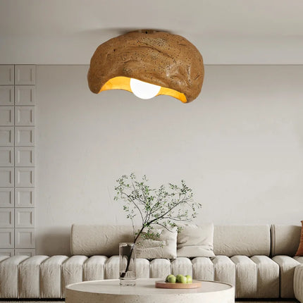 Plafonnier LED en résine style japonais Wabi-Sabi pour décoration silencieuse — LZ4XJ9