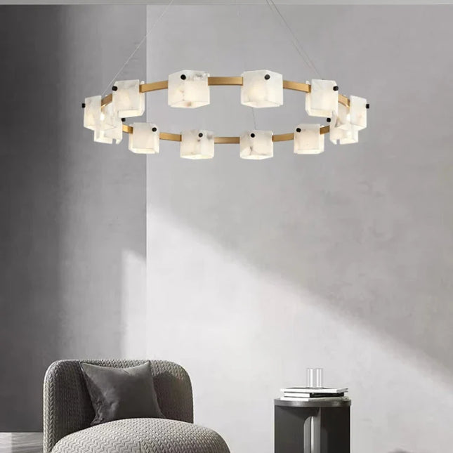 suspension minimaliste en marbre naturel avec éclairage led