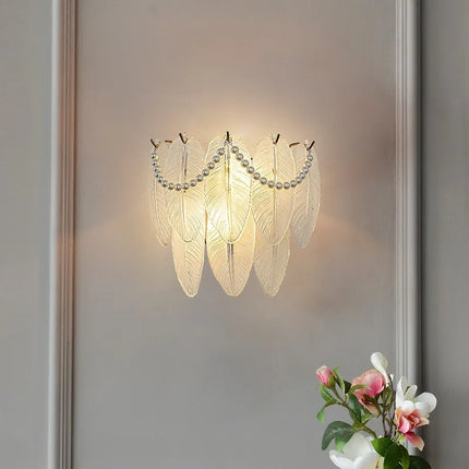 Applique murale LED en verre formes perle, plume, feuille, coquille, soleil, fleur — LZ4X9T2