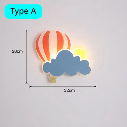 Applique murale LED nuage avec ballons à air chaud pour enfants — LZ4X9T