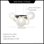 5H Blanc laiteux / Corps de lampe noir / Lumière chaude