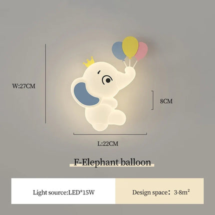 Applique murale moderne éléphant avec lumière douce pour enfant — LZ4P7XQ