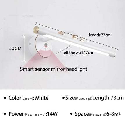 applique miroir à led moderne éclairage minimaliste rétractable intérieur