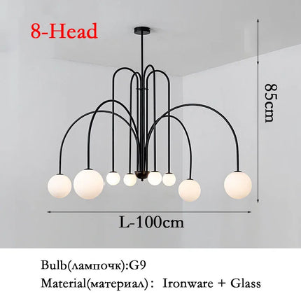 Suspension moderne en verre lait magique forme haricot — LZ4X9P2