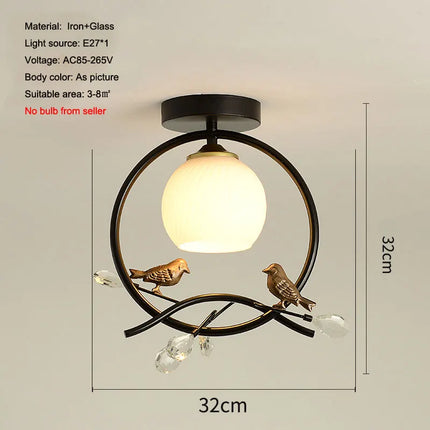 Plafonnier nordique en fer avec décoration oiseau — LZ4X9Q2