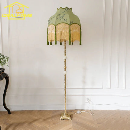 Lampadaire rétro en cuivre avec pampilles décoratives art zen — LZ4X9P2