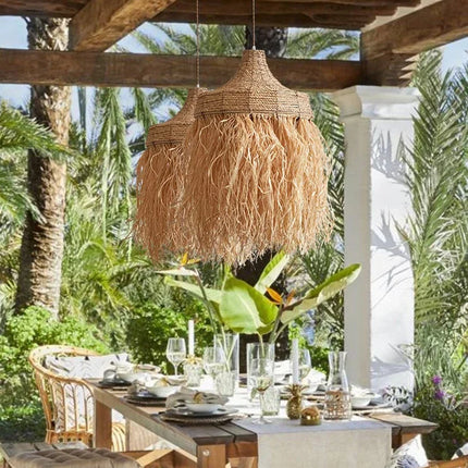 Suspension en rotin tissée main au style naturel wabi sabi — LZ4P9XQ