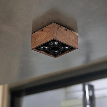 Spot en bois de noyer carré style wabi-sabi pour chambre et séjour — LZ4QJ9M