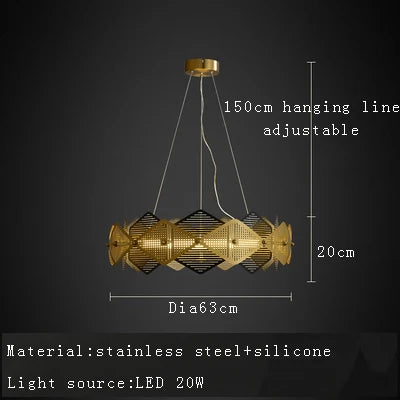 lustre post-moderne en acier inoxydable suspension led minimaliste italienne