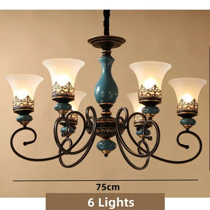 Lustre vintage en céramique avec abat-jour en verre classique — LZ4P9X