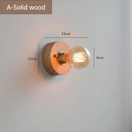 Applique murale rétro en bois massif avec câble et interrupteur — LZ4X9M