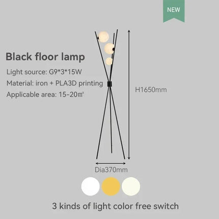 Lampadaire LED trépied avec globe en verre décoratif — LZ4X9M