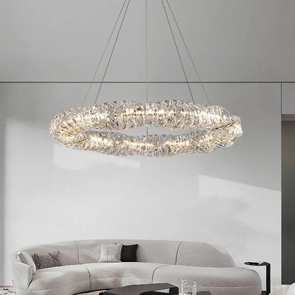 Lustre anneau LED dimmable en cristal pour intérieur moderne — LZ7XQ2