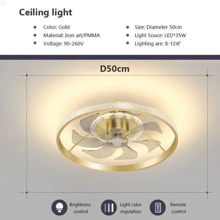 Plafonnier LED moderne avec ventilateur silencieux et éclairage intelligent — LZ4X9Q2