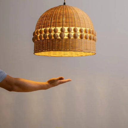 Suspension en bambou tissé style zen wabi-sabi décorative — LZ4X9P