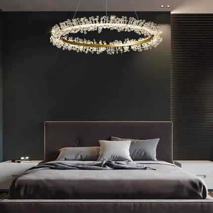 Lustre en cristal avec anneau doré pour suspension intérieure — LZ4X9M