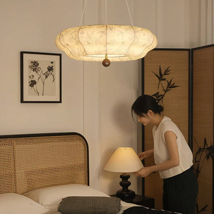 Suspension décorative en bois massif et tissu style rétro médiéval — LZ4D9X2