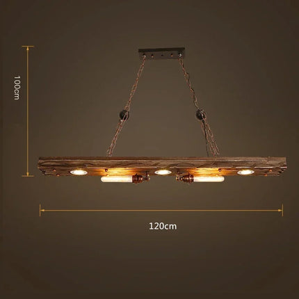 Suspension industrielle en bois massif style loft avec douille E27 Edison — LZ4X9P2