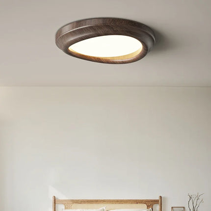 Plafonnier LED encastré imitation noyer design moderne — LZ4X9J
