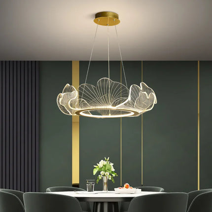 Lustre LED postmoderne réglable motif feuille de lotus minimaliste — LZ4X9Q2