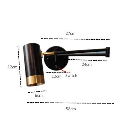Applique murale LED à bras télescopique pivotant avec interrupteur pour éclairage intérieur — LZ4X9P