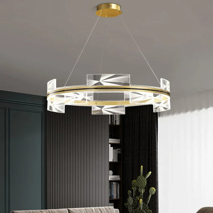 Lustre moderne design géométrique avec cercle doré — LZ4X9Q2F