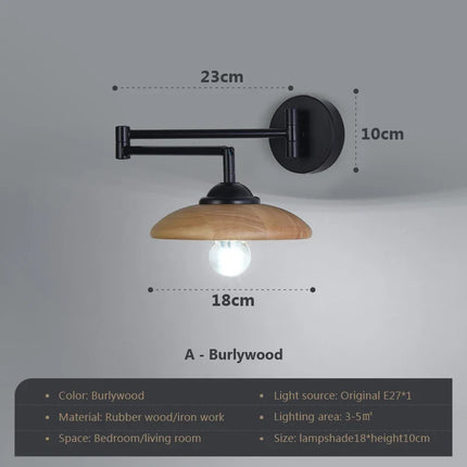 Applique murale en bois avec bras pivotant réglable — LZ4N7Q2