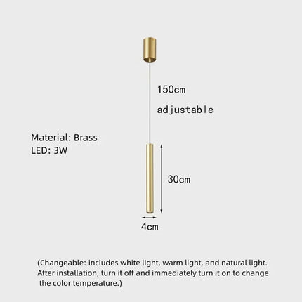 suspension minimaliste en laiton 	 pour hôtel