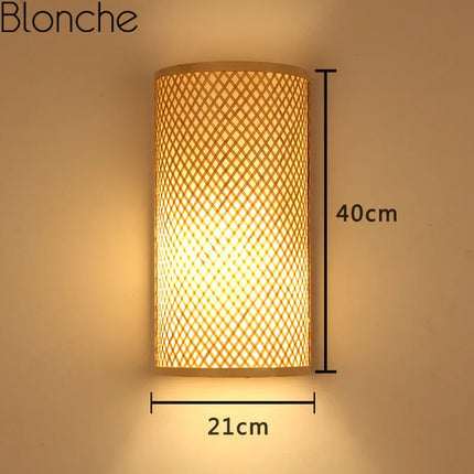 Appliques murales traditionnelles en bambou applique murale rétro pour chambre couloir hôtel Restaurant décor luminaires Luminaire tissé à la main