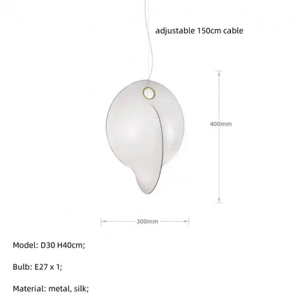 Lustre suspension LED en soie style nordique Wabi Sabi — LZ4X9P2