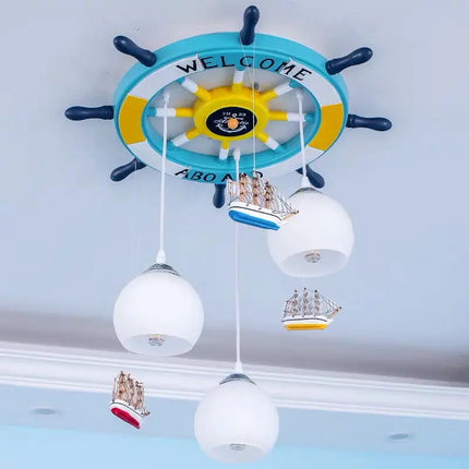 Lustre suspension gouvernail méditerranéen avec rétroéclairage RGB pour enfants — LZ4X9P