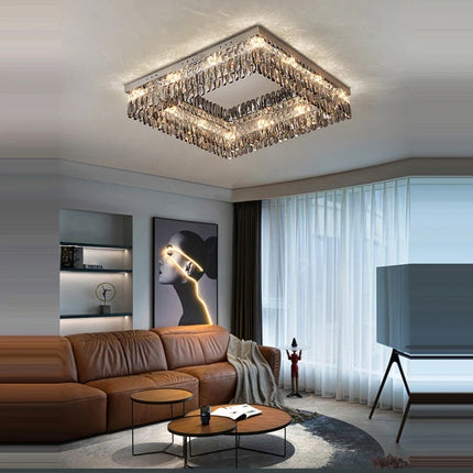 Lustre LED dimmable en cristal forme ronde et rectangulaire — LZ4P9XJ