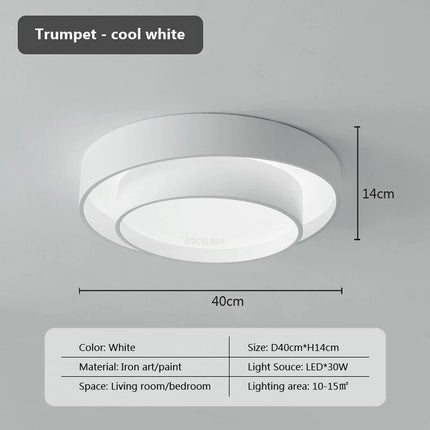 Plafonnier LED blanc minimaliste double cercle moderne — LZ4X9P2