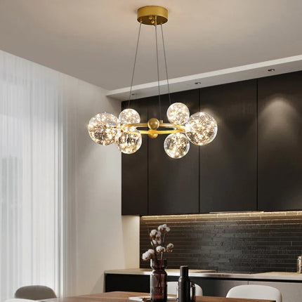 Lustre LED boule en verre à intensité variable effet ciel étoilé nordique — LZ4X9P2