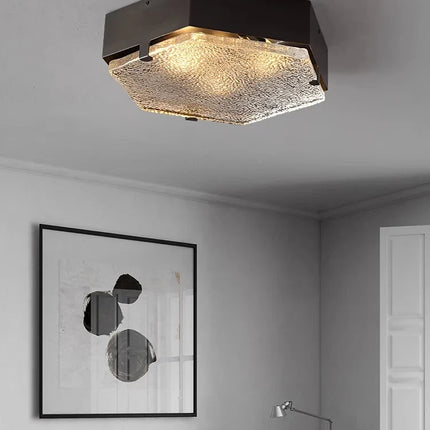 Plafonnier en cuivre avec verre ondulé pour intérieur moderne — LZ4X7Q