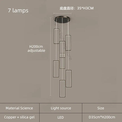 lustre moderne en cuivre avec éclairage LED design élégant