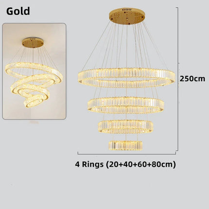 Lustre moderne en cristal avec anneaux réglables pour intérieur — LZ4X9P2