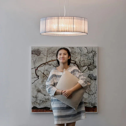 Lustre nordique en fer avec abat-jour en tissu décoratif — LZ4X9QJ