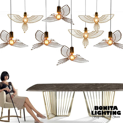 Suspension moderne en acier inoxydable motif oiseau paix et amour — LZ4X9P