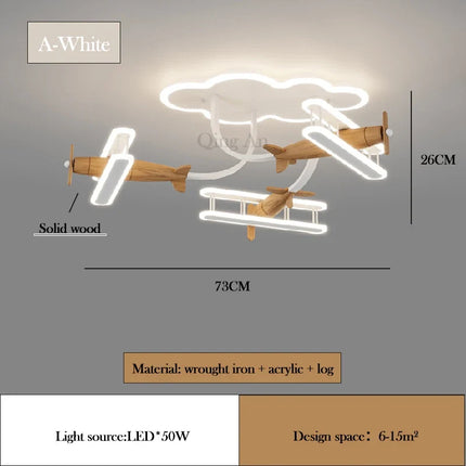 Plafonnier avion en bois pour chambre d’enfant au design chaleureux — LZ4X9P