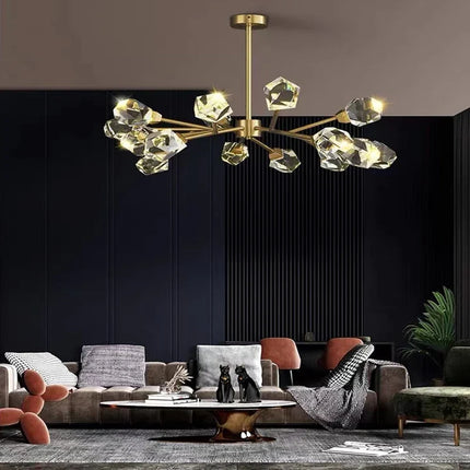 Lustre LED en laiton et cristal doré pour décoration intérieure — LZ4G7M2