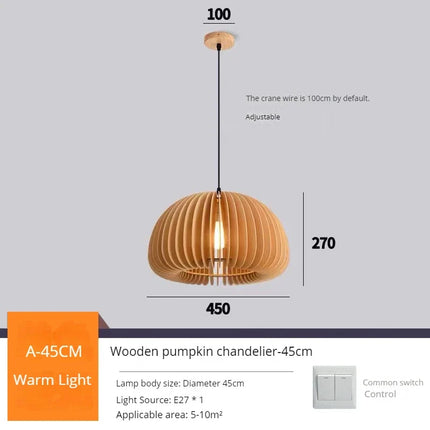 Suspension artisanale en bois forme citrouille pour décoration — LZ4X9T2