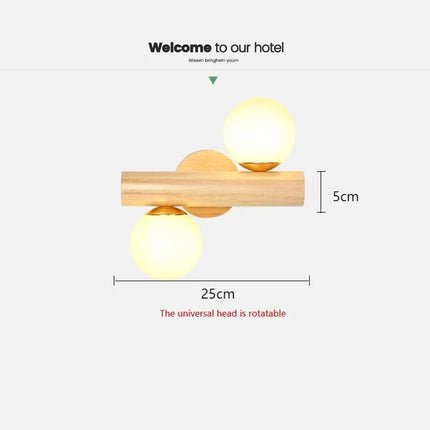 Applique murale LED réglable en verre et bois style nordique moderne — LZ4X9J