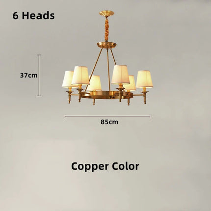 lustre classique américain en fer forgé avec abat-jour tissu