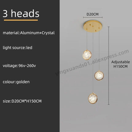 Lustre rotatif en cristal style nordique pour éclairage intérieur — LZ4X9P