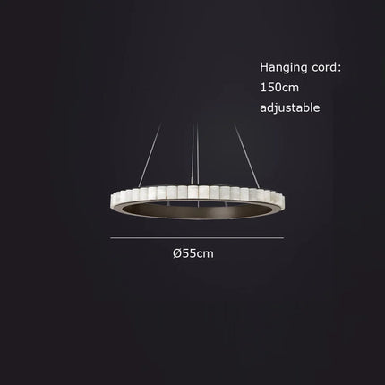 Lustre LED postmoderne anneaux ronds marbre noir et or pour salle à manger — LZ4P9XQ