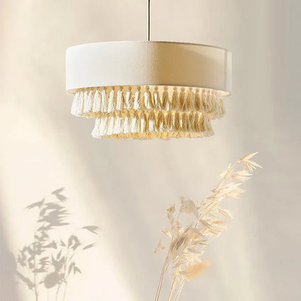 Lustre suspension en tissu style bohème Wabi Sabi japonais — LZ4X9Q2