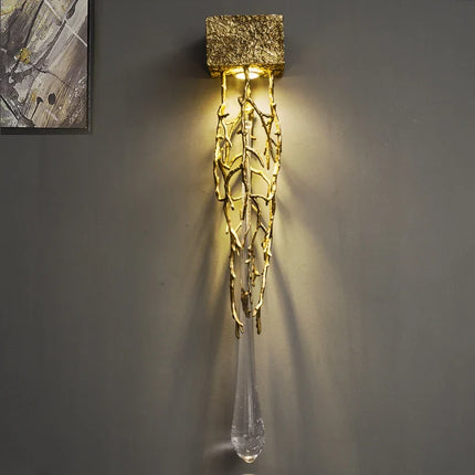 Applique murale LED postmoderne en cuivre et cristal pour escalier et salon — LZ4QJ7M