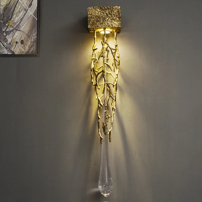 Applique murale LED postmoderne en cuivre et cristal pour escalier et salon — LZ4QJ7M